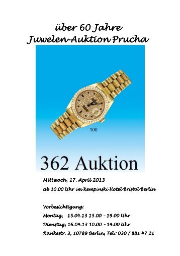 über 60 Jahre über 60 Jahre Juwelen-Auktion Prucha Auktion ...