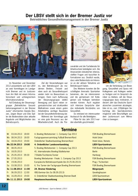 Verbandszeitschrift Sport im Betrieb - Ausgabe 2013/1