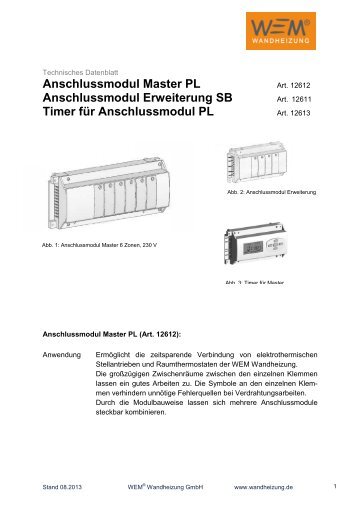 Anschlussmodul Master PL - WEM Wandheizung