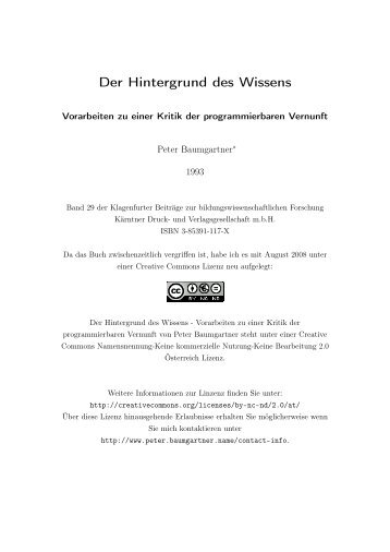 Der Hintergrund des Wissens - Peter Baumgartner