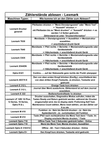Zählerstände ablesen - Lexmark