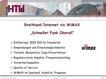 WiMAX Vortrag - an der Hochschule für Technik und Wirtschaft des ...