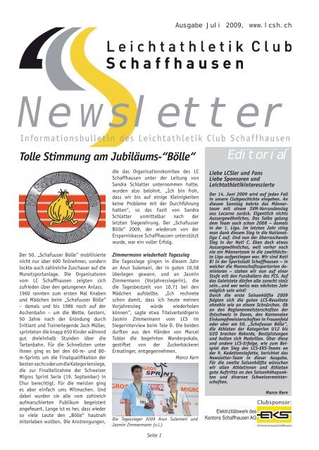 LCS Newsletter 07 2009 - Leichtathletik Club Schaffhausen