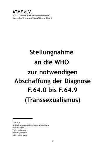 Bericht von Aktion Transsexualität und Menschenrecht ... - ATME e.V