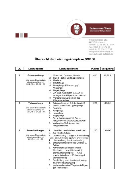 Leistungskomplexe Ambulante Pflege Sachsen 2024 Übersicht der Leistungskomplexe SGB XI - Pflegedienst Zuhause