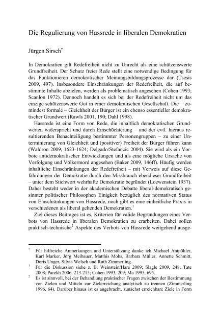 Hassrede/ Hate Speech - Allgemeine Linguistik