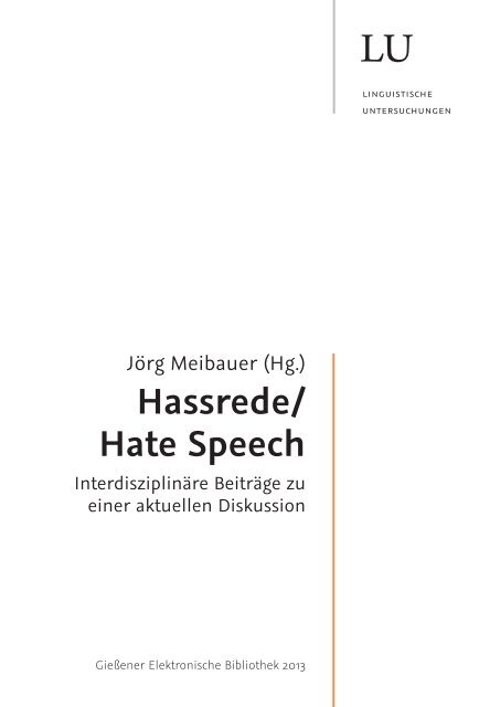 Hassrede/ Hate Speech - Allgemeine Linguistik