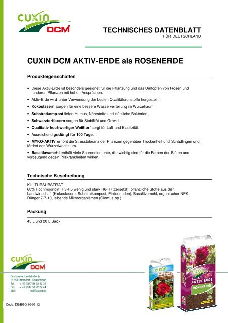 CUXIN DCM AKTIV-ERDE als ROSENERDE