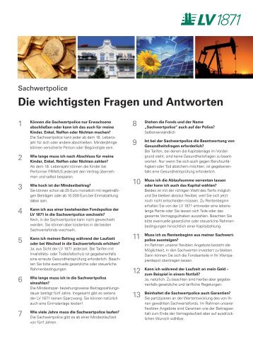 Die wichtigsten Fragen und Antworten - Lebensversicherung von ...