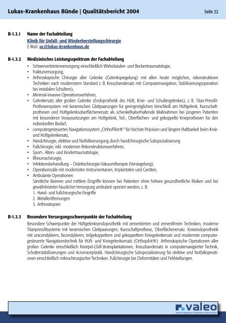 Qualitätsbericht 2004 - Valeo