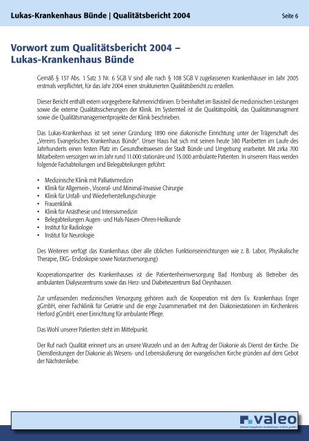 Qualitätsbericht 2004 - Valeo