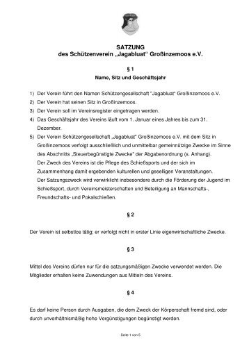 SATZUNG des Schützenverein „Jagabluat“ Großinzemoos e.V.