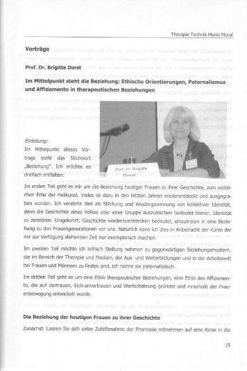 Vofträge Prof. Dr. Brigitte Dorst Im Mittelpunkt steht die Beziehung ...