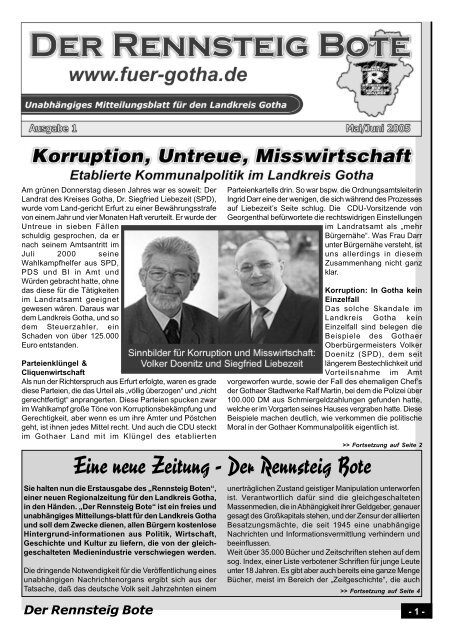 Eine neue Zeitung - Der Rennsteig Bote - NPD Kreisverband Gotha