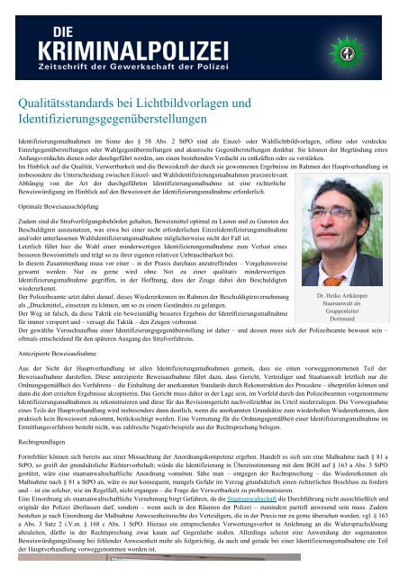 Qualitätsstandards bei Lichtbildvorlagen und ... - Die Kriminalpolizei