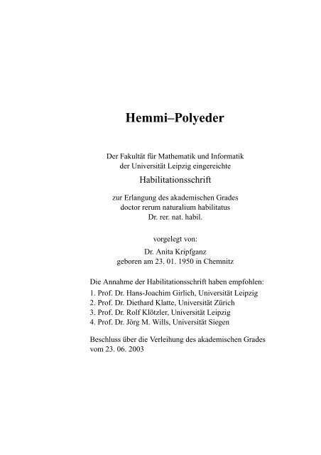 Hemmi–Polyeder - Mathematisches Institut - Universität Leipzig