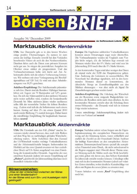 Ausgabe 74 (pdf) - Raiffeisenbank Leibnitz
