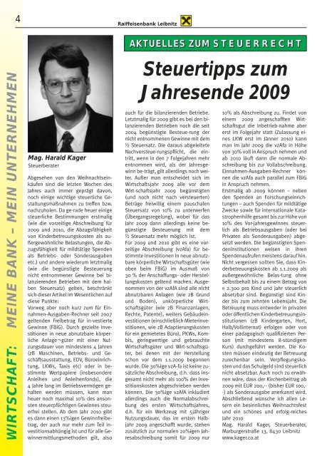 Ausgabe 74 (pdf) - Raiffeisenbank Leibnitz