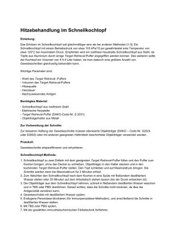 Hitzebehandlung im Schnellkochtopf - Reliatech