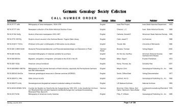 callnumberorder - Germanic Genealogy Society