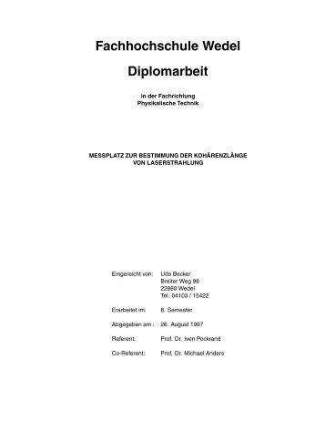 Fachhochschule Wedel Diplomarbeit - Becker, Udo