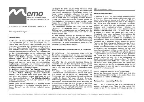 Memo Februar (I) 2012 (Nr. 6) - Gymnasium Marktoberdorf