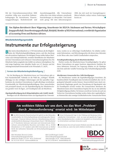Instrumente zur Erfolgssteigerung - HLB Dr. Stückmann und Partner