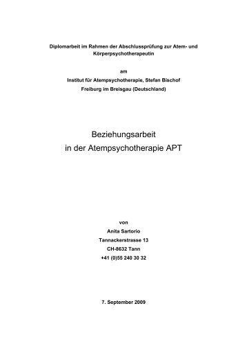 Beziehungsarbeit in der Atempsychotherapie APT - Institut für Atem