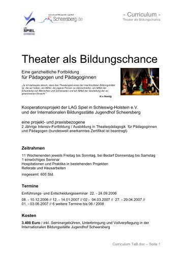 Theater als Bildungschance - Fortbildung