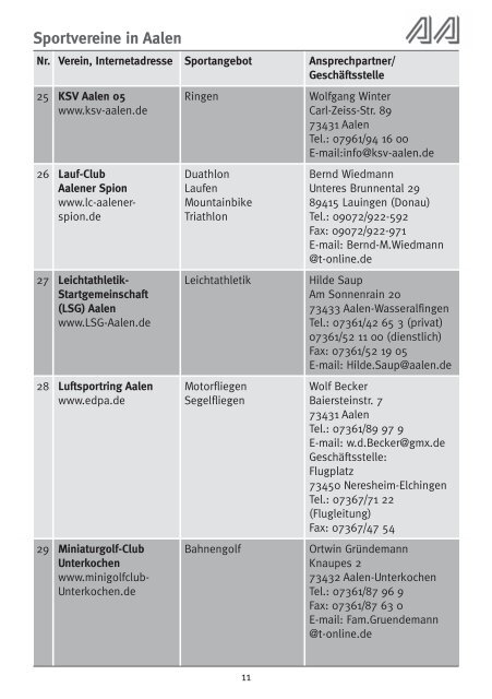 Broschüre "Sport in Aalen" (pdf, 812 KB) - Stadt Aalen