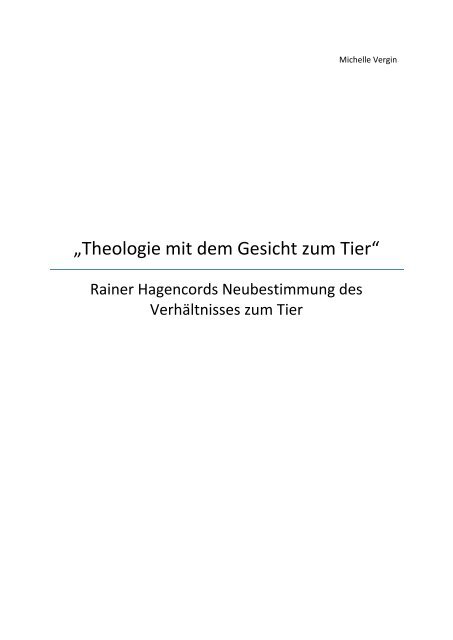 Zur Diplomarbeit Institut Fur Theologische Zoologie