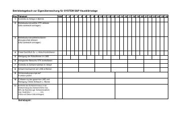 Betriebstagebuch zur Eigenüberwachung für SYSTEM S&P ...