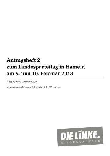Antragsheft 2 zum Landesparteitag in Hameln am 9. und 10 ...