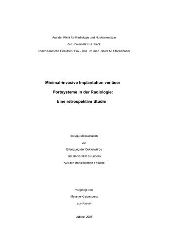 Minimal-invasive Implantation venöser Portsysteme in der ...