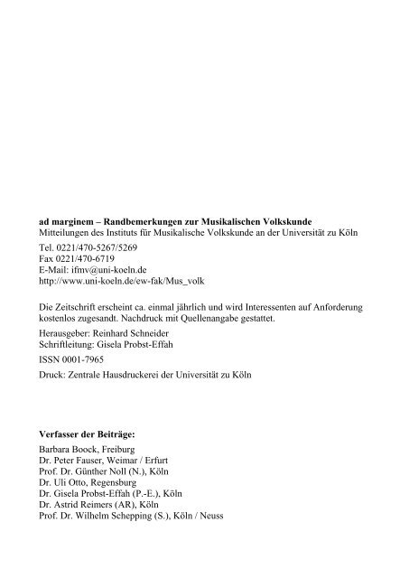 ad marginem Nr. 78/79 - Humanwissenschaftliche Fakultät ...