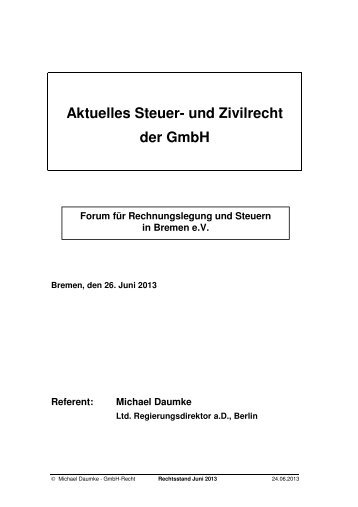 Aktuelles Steuer- und Zivilrecht der GmbH - Forum für ...