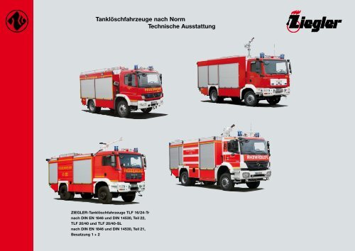 Tanklöschfahrzeuge nach Norm Technische Ausstattung