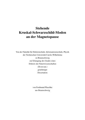 Stehende Kruskal-Schwarzschild-Moden an der Magnetopause