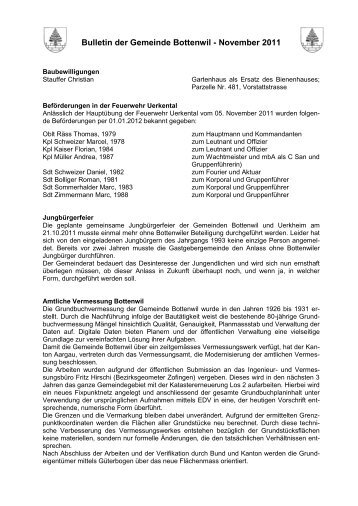 Bulletin der Gemeinde Bottenwil - November 2011