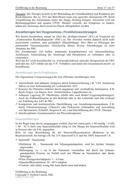 Grundlagen der Atmung und Beatmung - Intensivmedicus.de