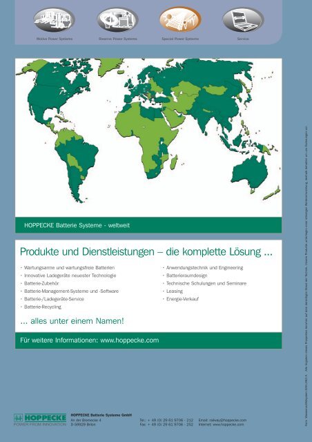 Zentrales Wassernachfüllsystem für FNC® Batterie ... - Hoppecke