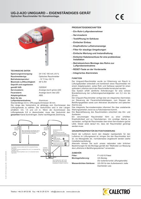 UG-2-A2O UNIGUARD – EIGENSTÄNDIGES GERÄT - Calectro