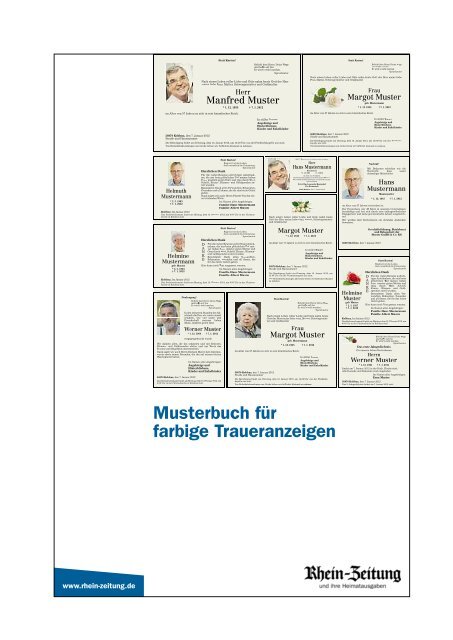 Musterbuch für farbige Traueranzeigen