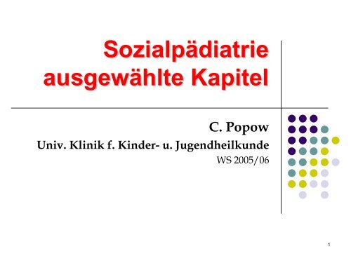 Sozialpädiatrie ausgewählte Kapitel - nextdoc