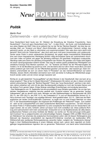 Politik Zeitenwende - ein analytischer Essay - Neue Politik