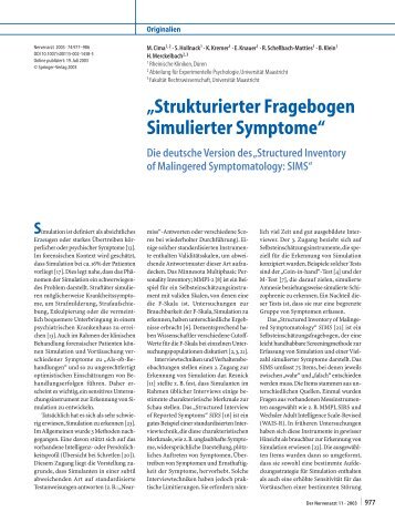 Strukturierter Fragebogen Simulierter Symptome - Harald Merckelbach