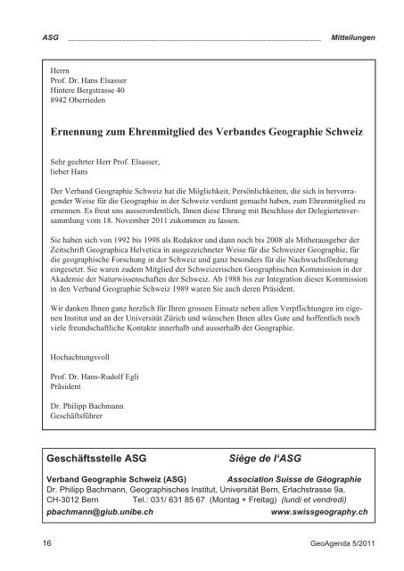 GeoAgenda 2011-5.indd - Verband Geographie Schweiz