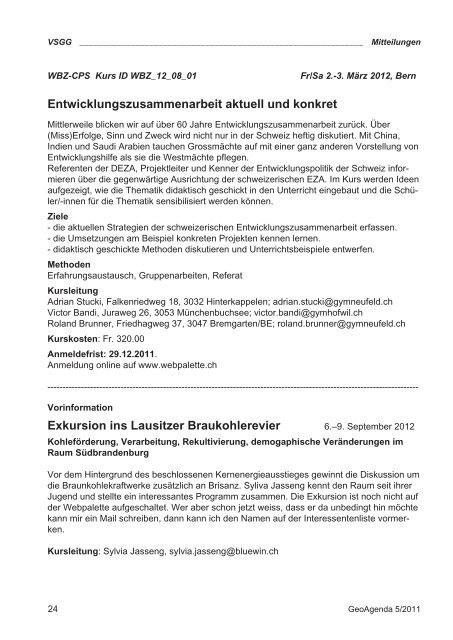 GeoAgenda 2011-5.indd - Verband Geographie Schweiz