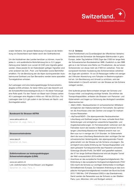 Handbuch für Investoren. Unternehmensansiedlung in der Schweiz.