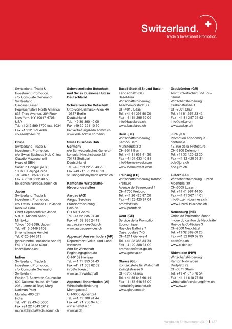 Handbuch für Investoren. Unternehmensansiedlung in der Schweiz.